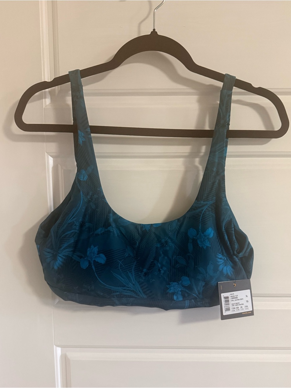 NWT Lole Teal Wave Floral Scoop Bikini Top